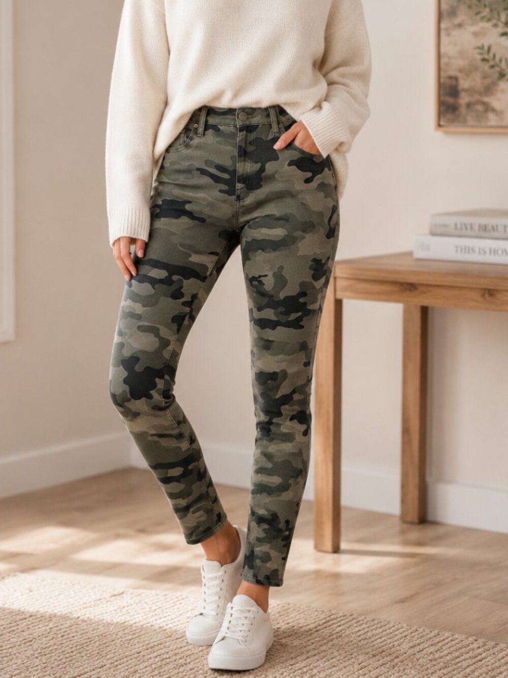 Nili Lotan x Target Camo High Rise Ankle Jeans Olive Green Size 6